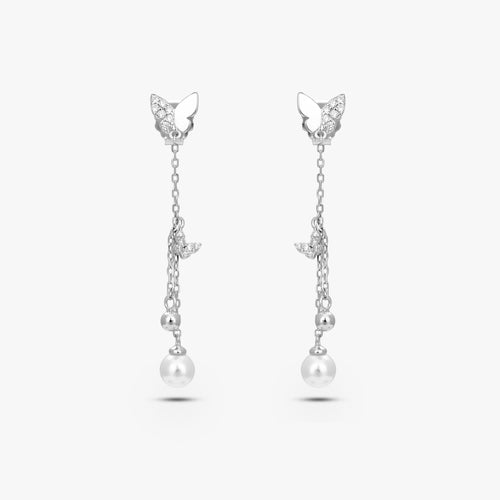 Load image 1 in gallery view. Butterfly Chain Earrings