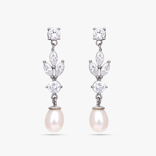 Load image 1 in gallery view. Marquise Vine Pearl Earrings