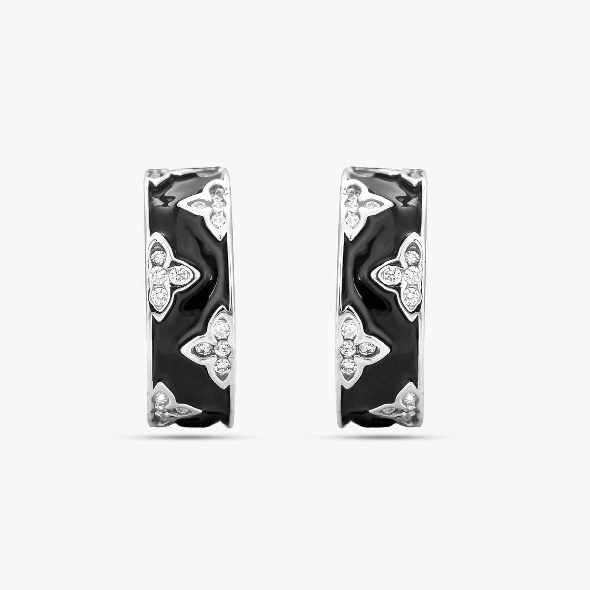 Enamel Floral Hoop Earrings