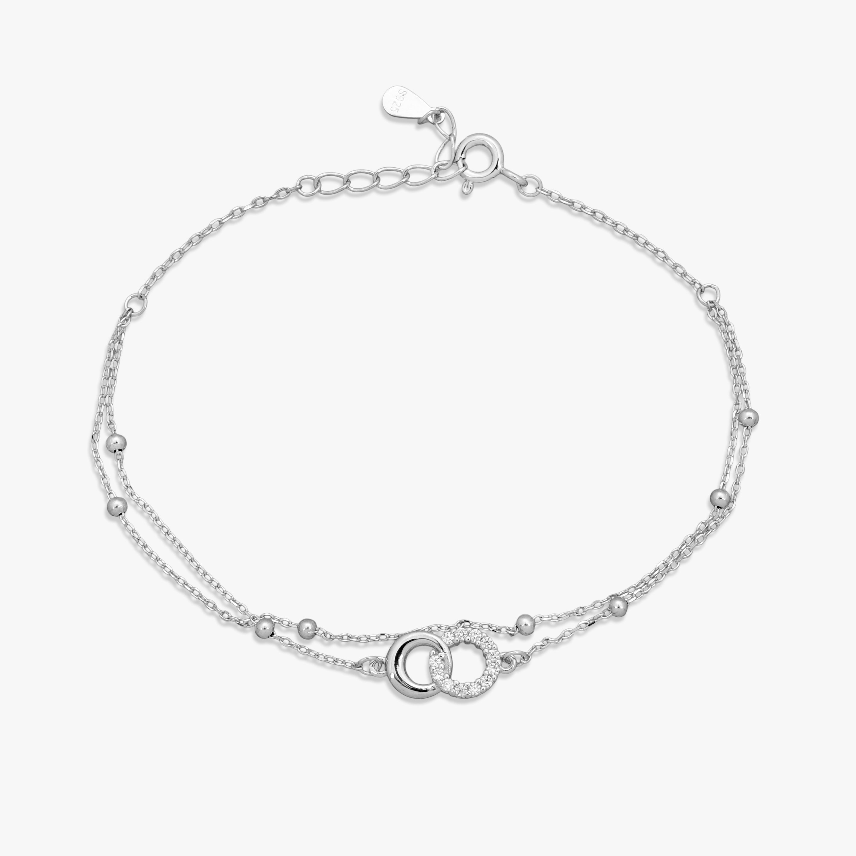 Interlocked Circle Silver Bracelet