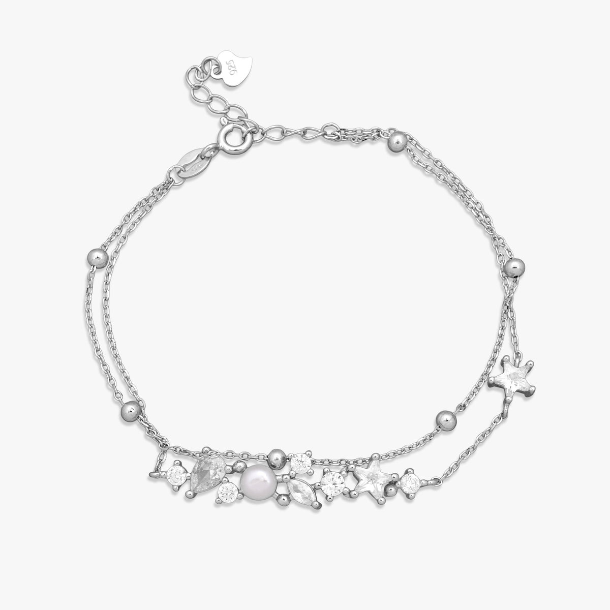 Celestial Pearl Double-Chain Bracelet