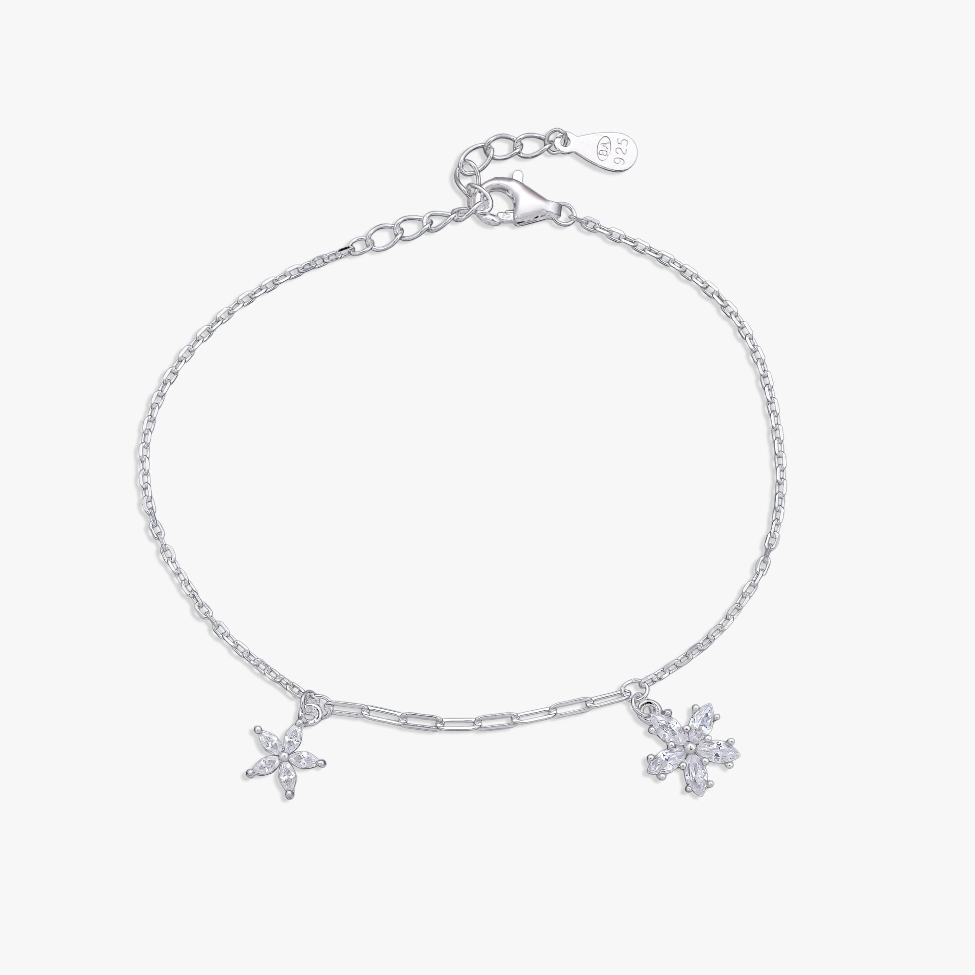 Floral Silver Charm Bracelet