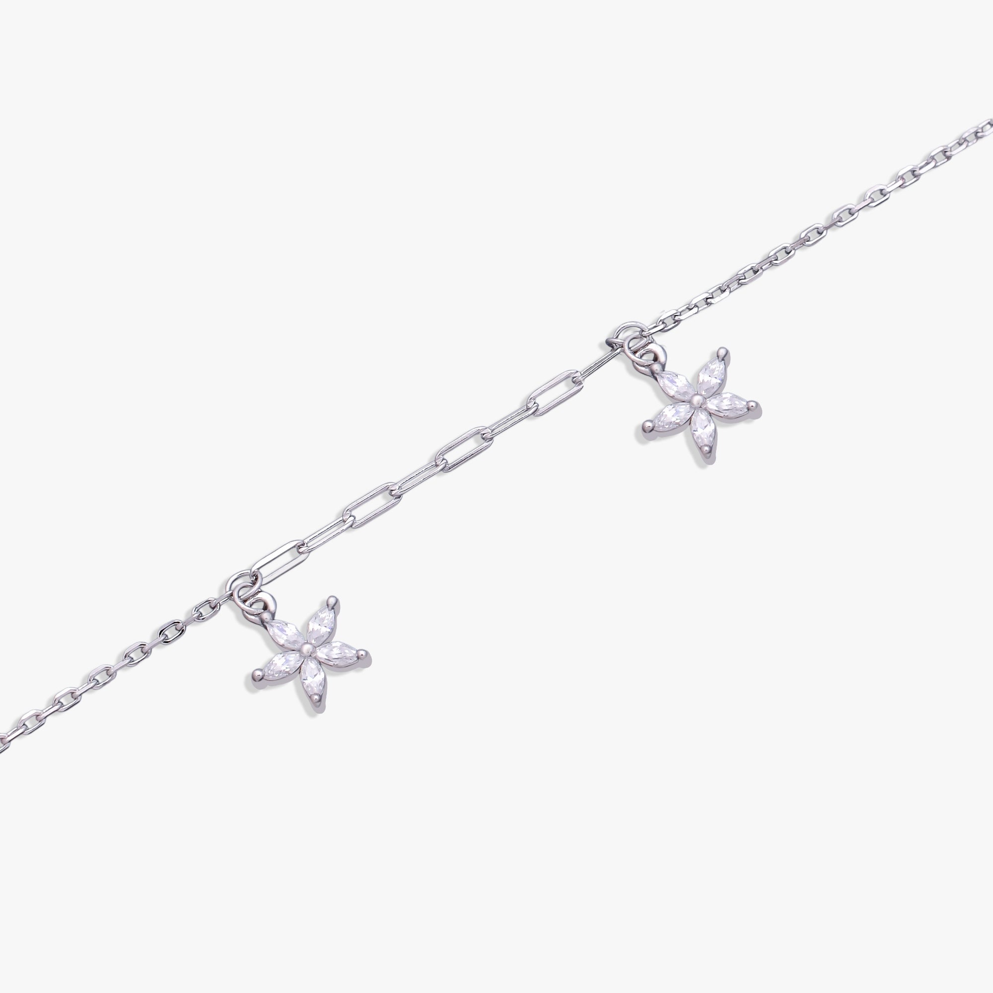 Floral Silver Charm Bracelet