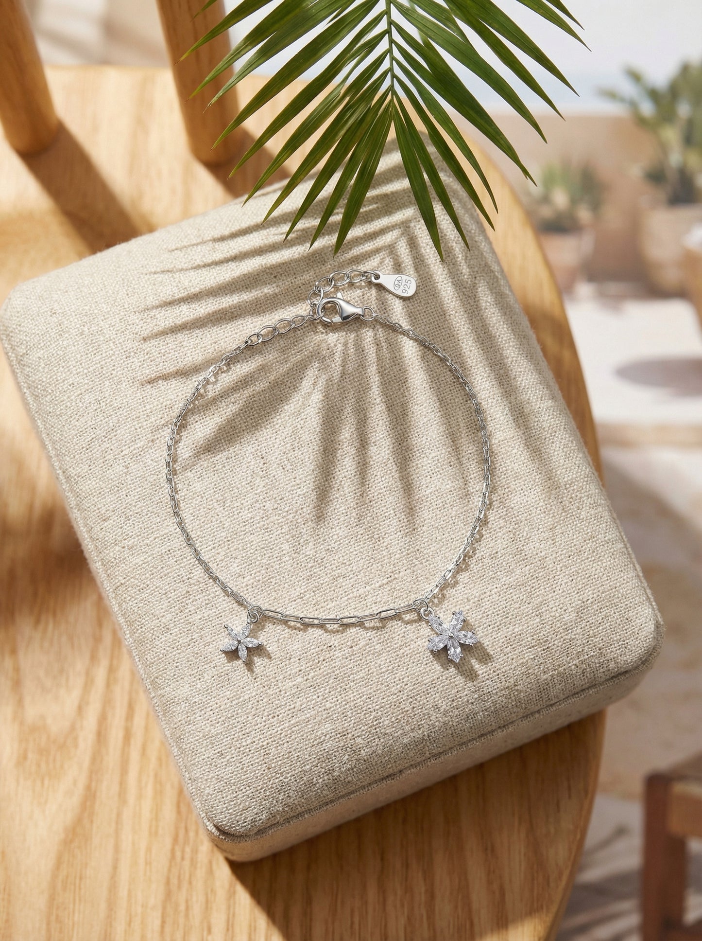Floral Silver Charm Bracelet