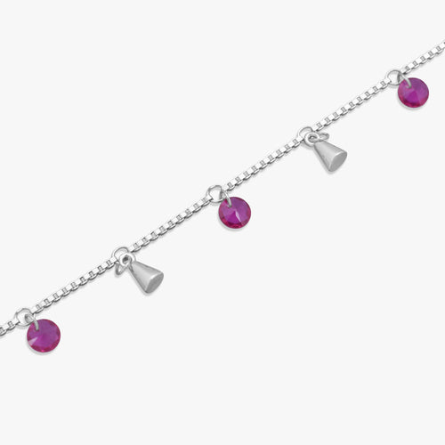 Load image 1 in gallery view. Pink Crystal Silver Bracelet