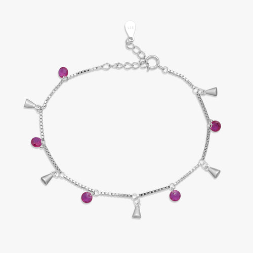 Load image 1 in gallery view. Pink Crystal Silver Bracelet
