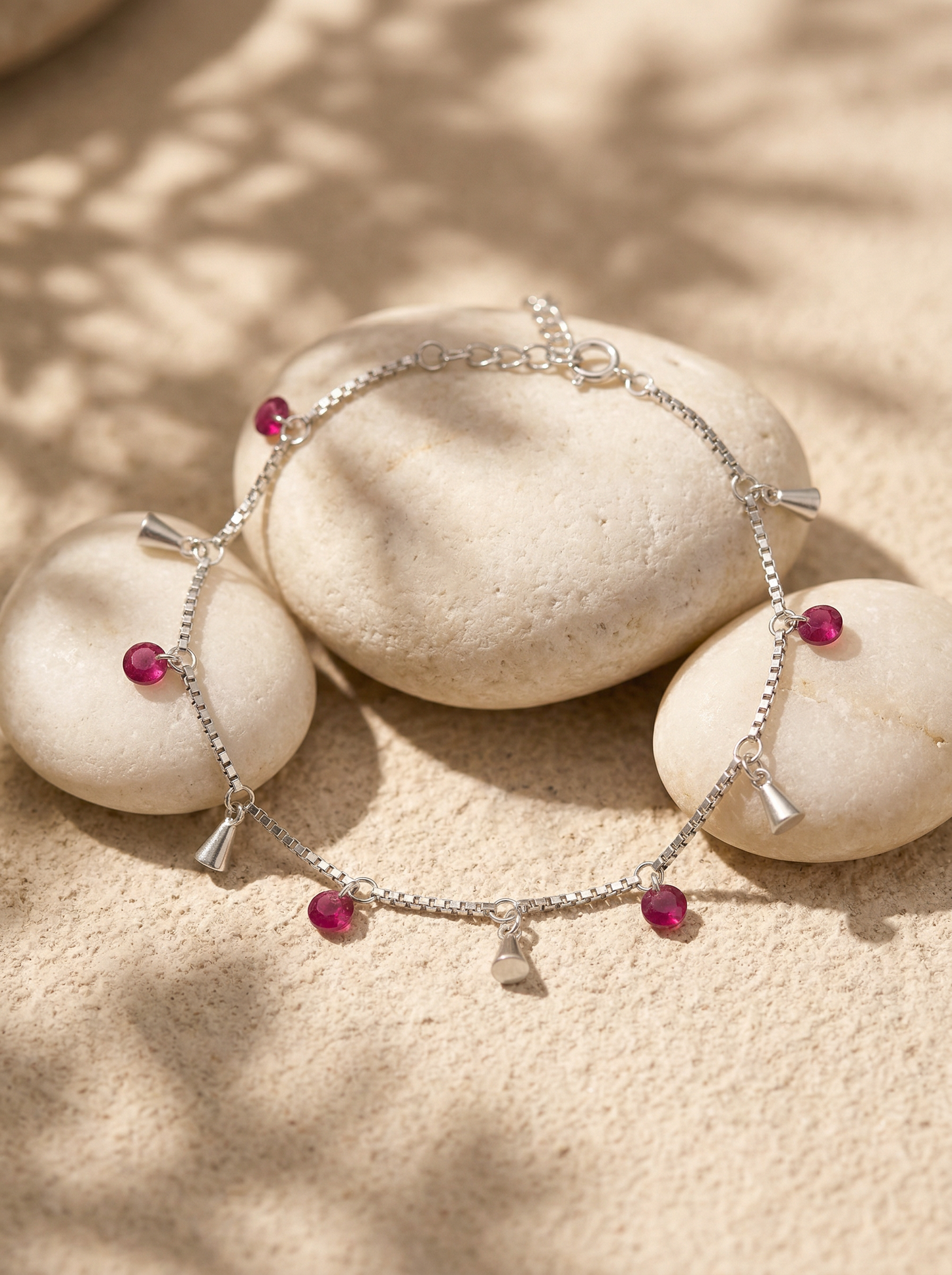 Pink Crystal Silver Bracelet