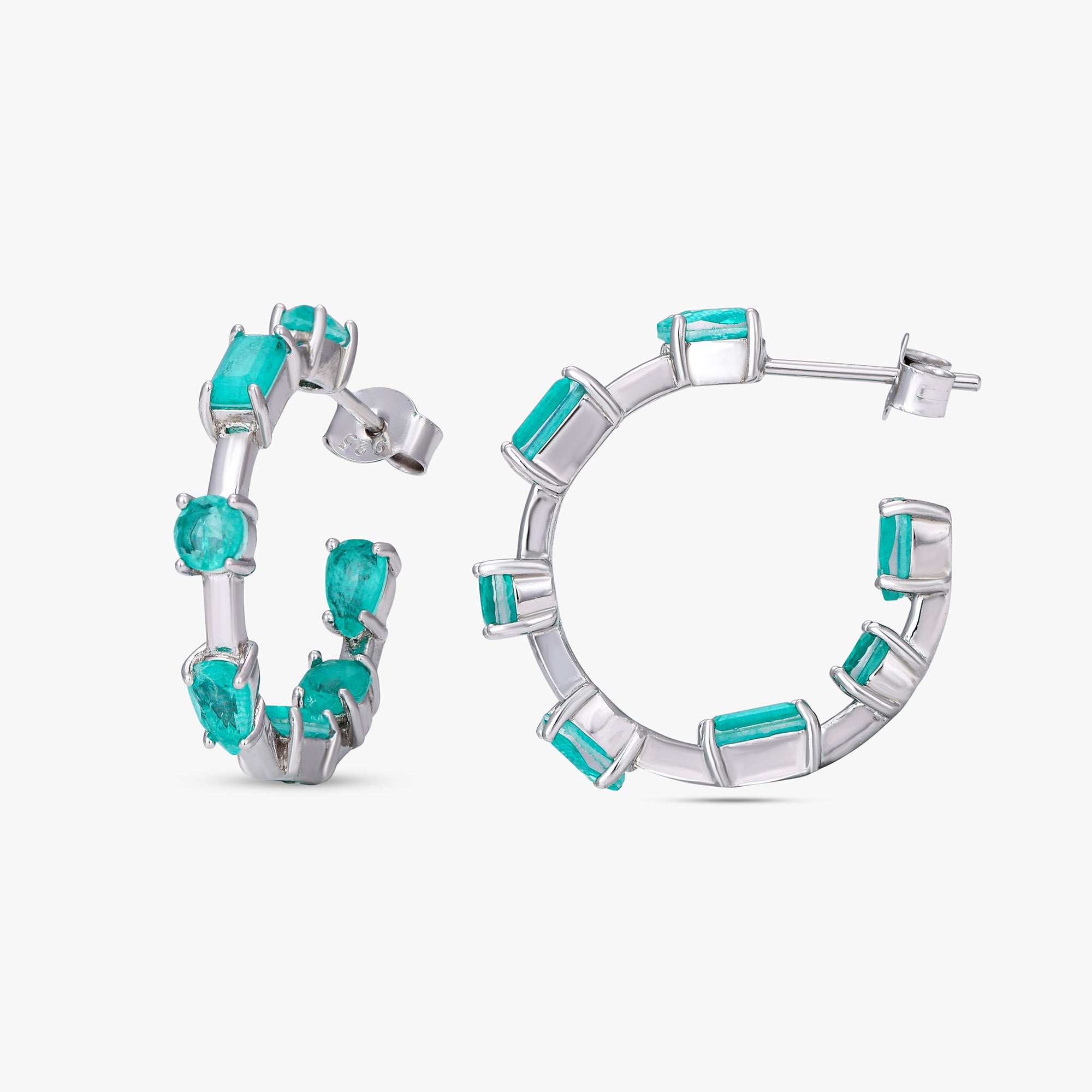 Multi-Shape Gemstone Hoop Earrings