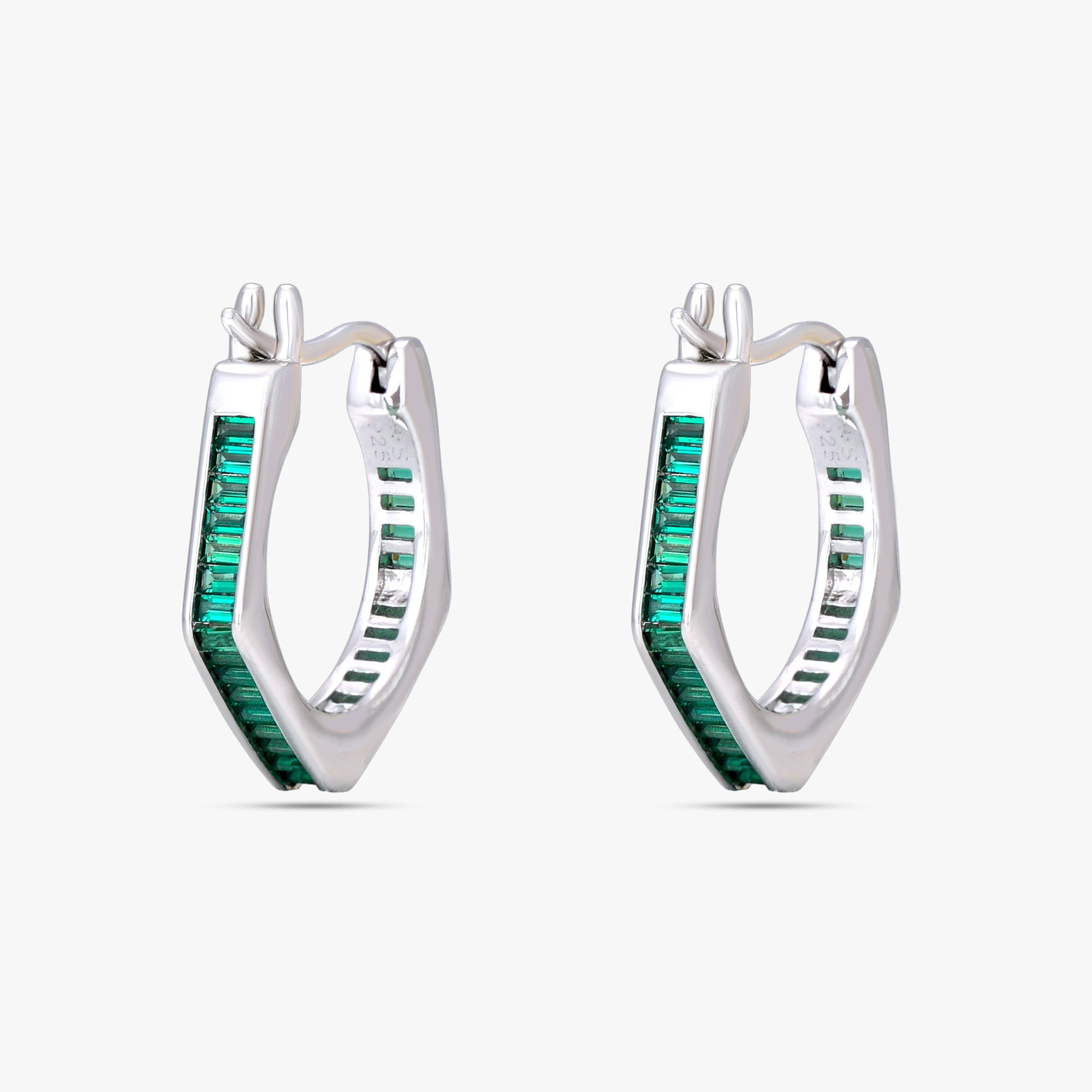 Geometric Emerald Hoop Earrings