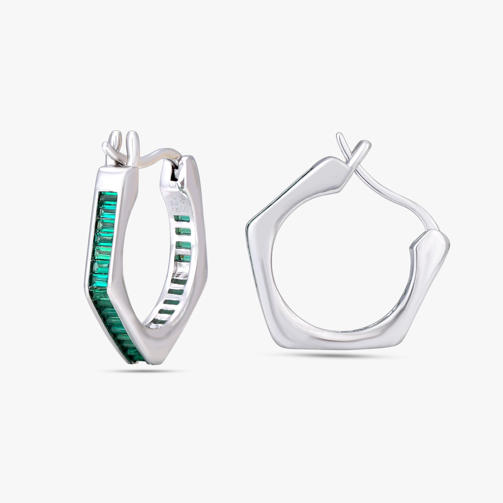 Geometric Emerald Hoop Earrings