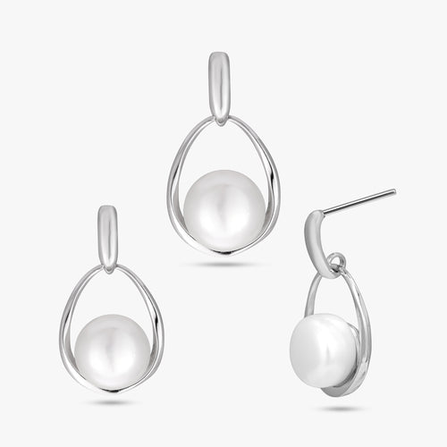 Load image 1 in gallery view. Silver Pearl Pendant Set