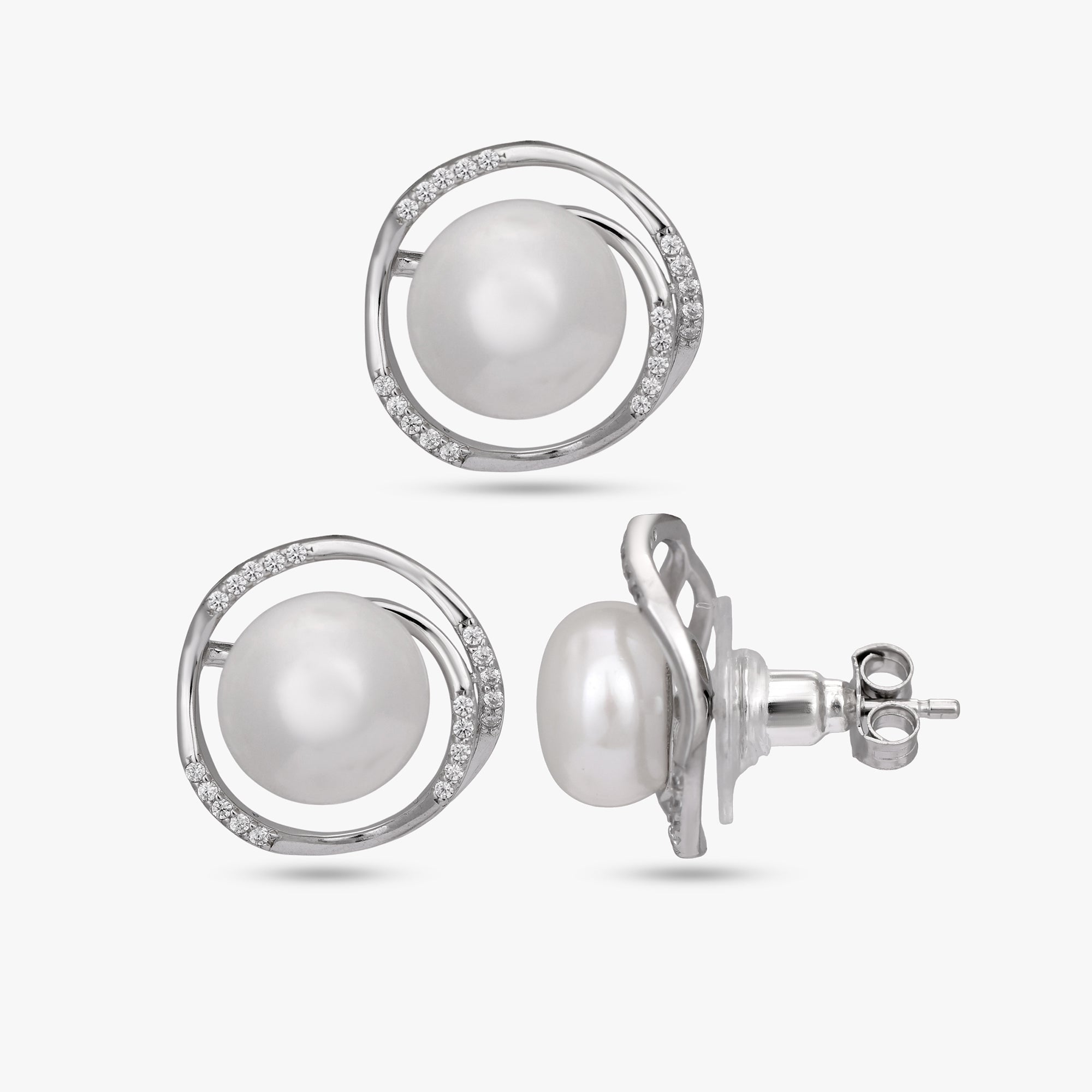 Opium Pearl Swirl Stud Earrings Set