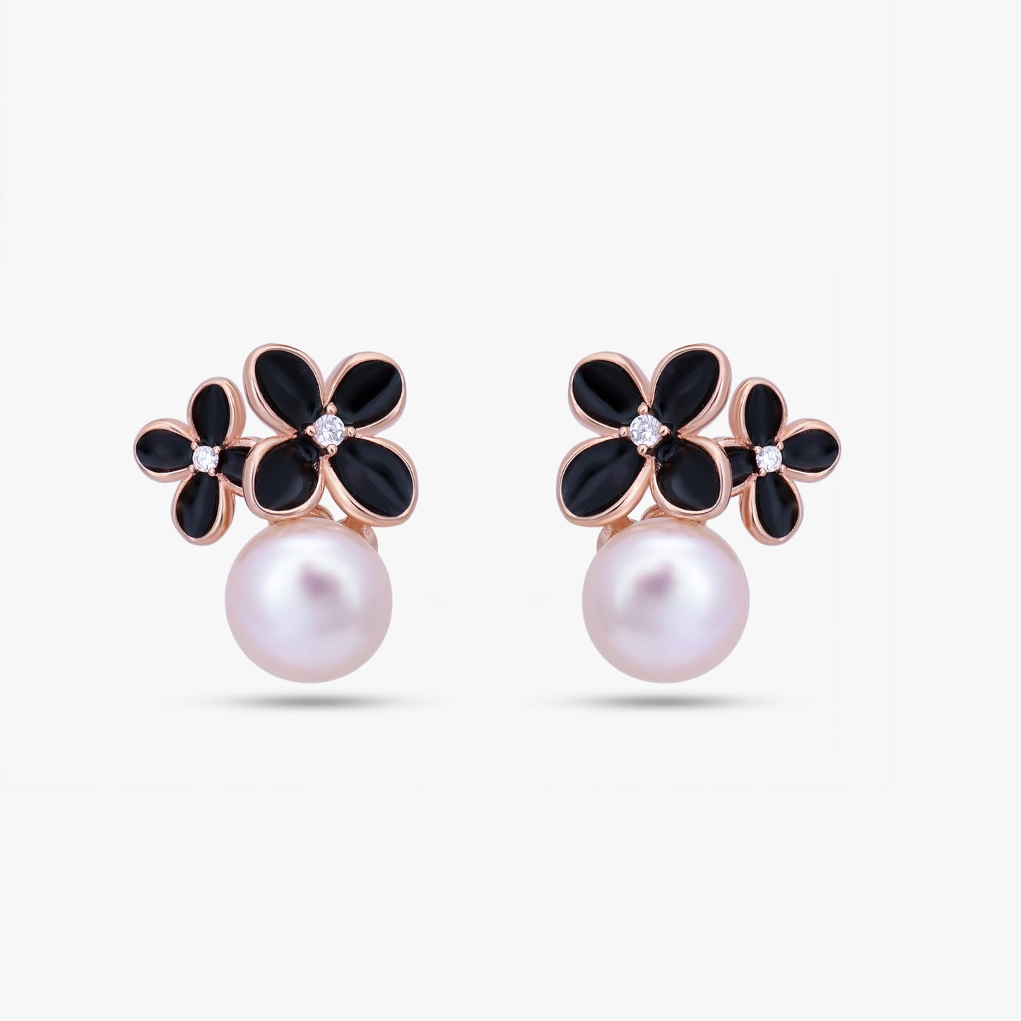 Black Floral Pearl Jewelry Set