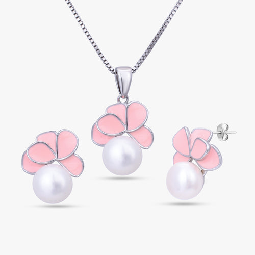 Load image 1 in gallery view. Pink Floral Jewelry Set
