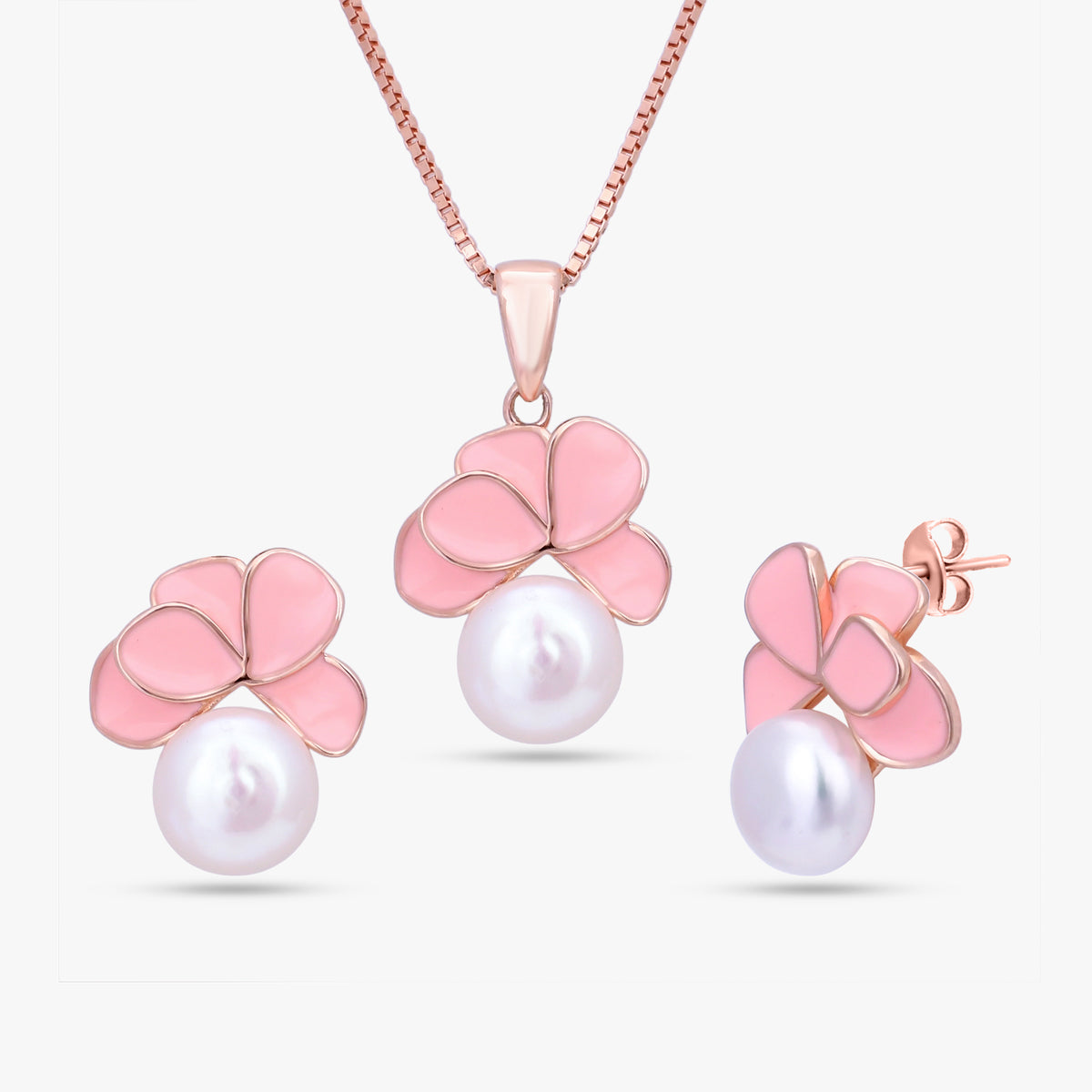 Pink Floral Jewelry Set