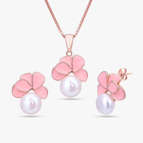 Load image 1 in gallery view. Pink Floral Jewelry Set