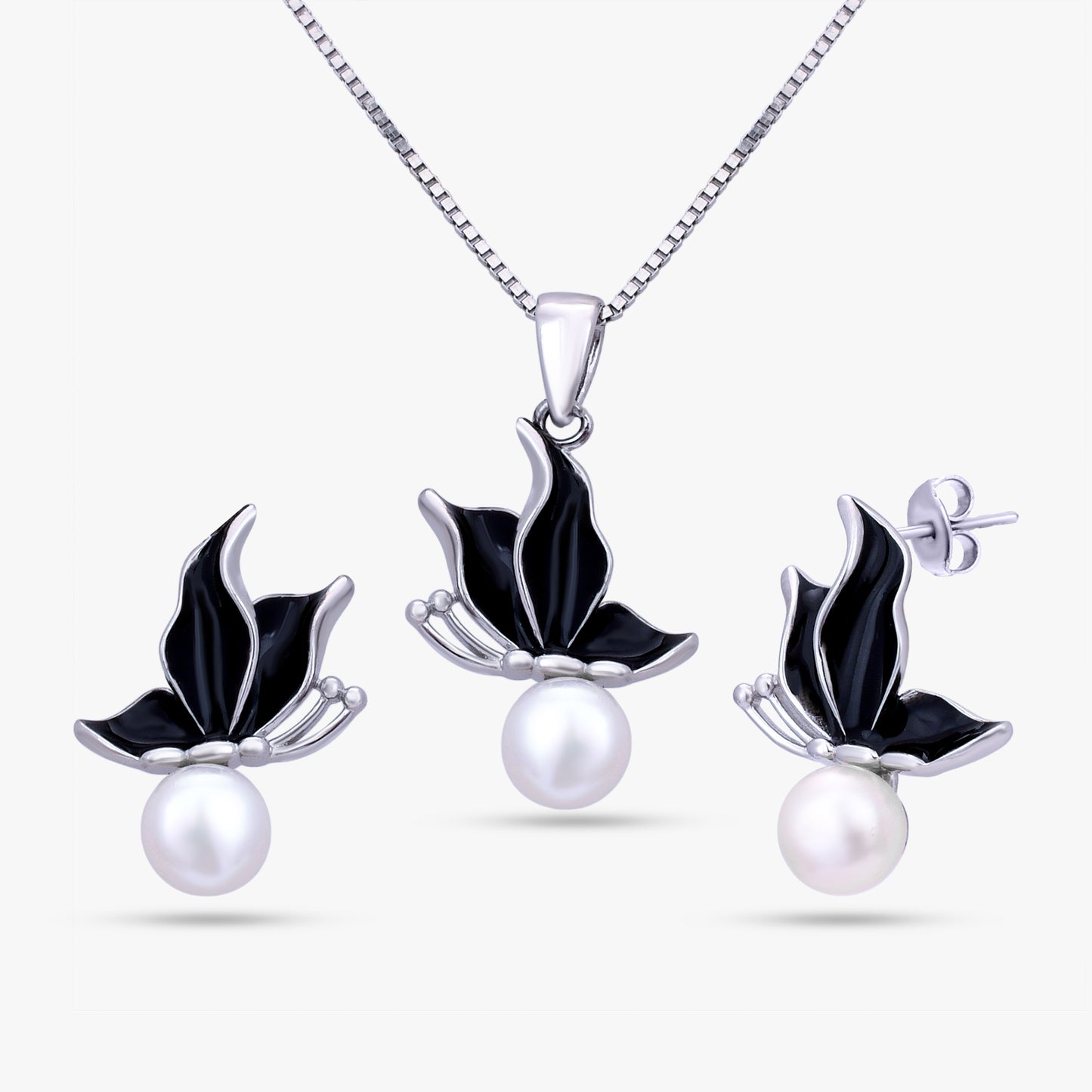 Enamel Wing Pearl Set