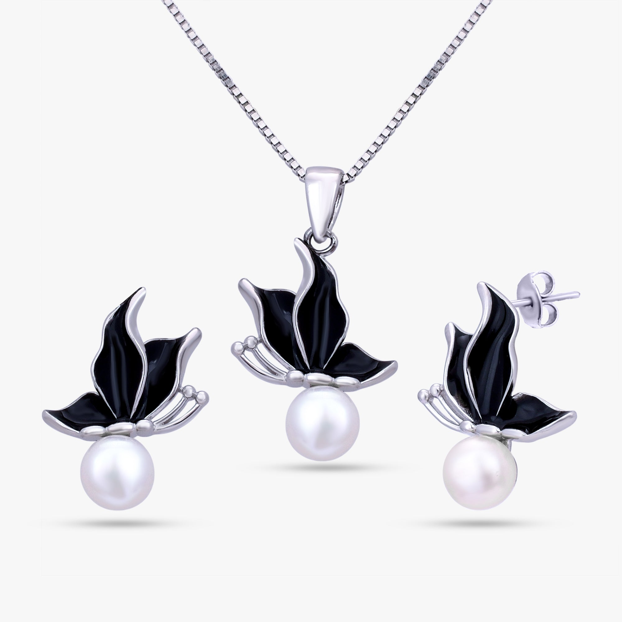 Enamel Wing Pearl Set