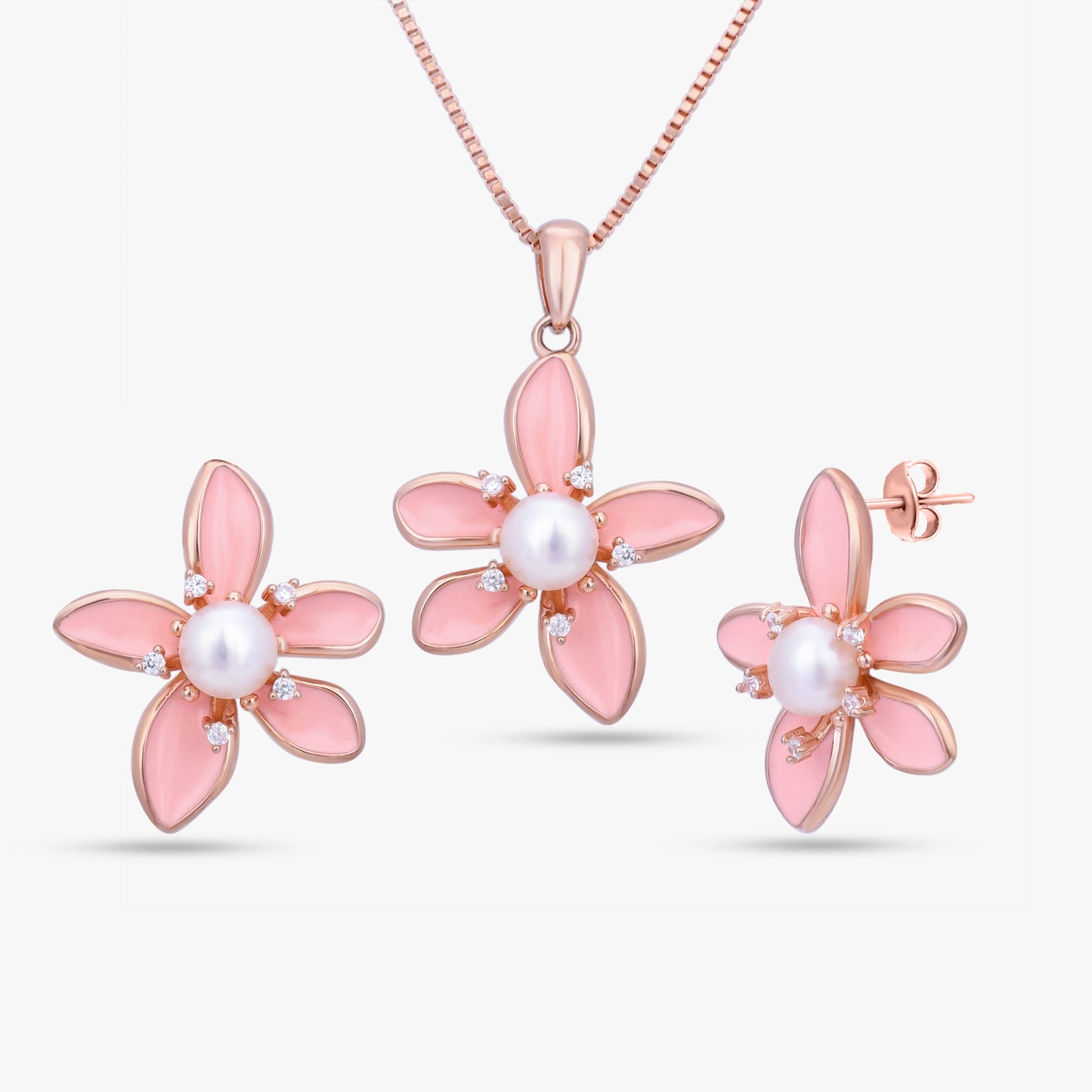Pink Floral Pearl Set