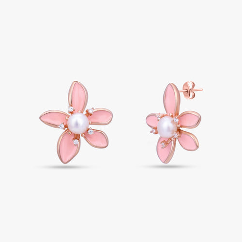 Load image 1 in gallery view. Pink Floral Pearl Set