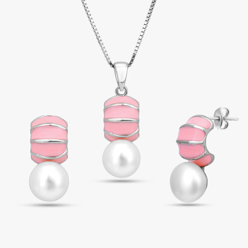 Load image 1 in gallery view. Pink Enamel Pearl Set