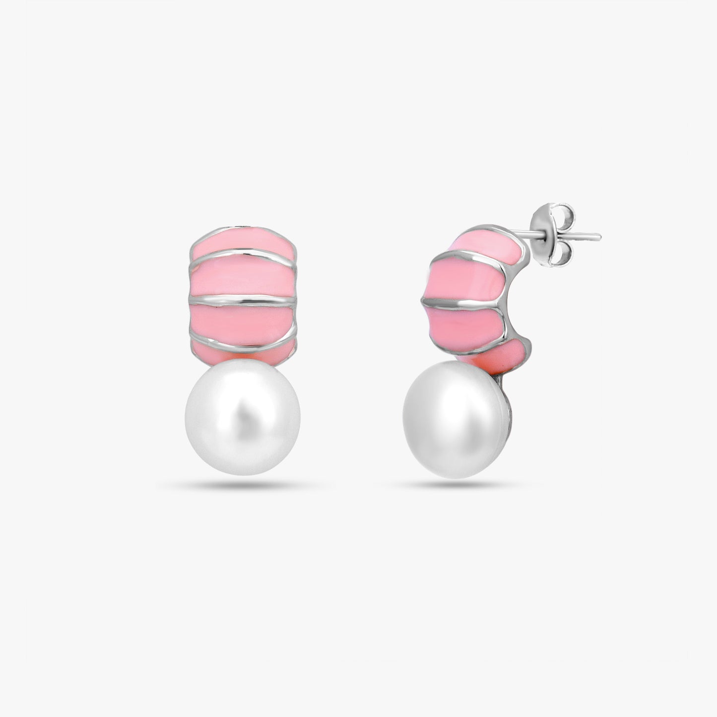 Pink Enamel Pearl Set