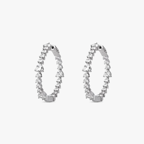 Load image 1 in gallery view. Sparkling Silver Hoop Earrings
