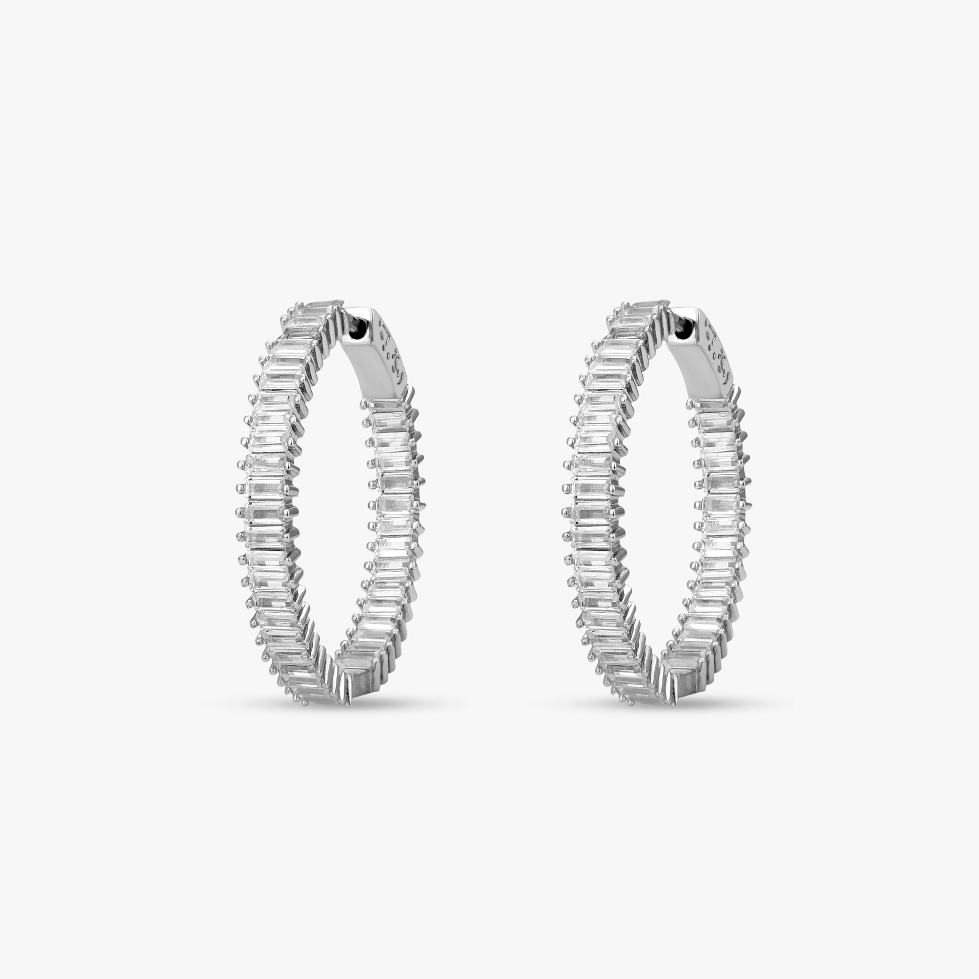 Diamond Baguette Hoop Earrings