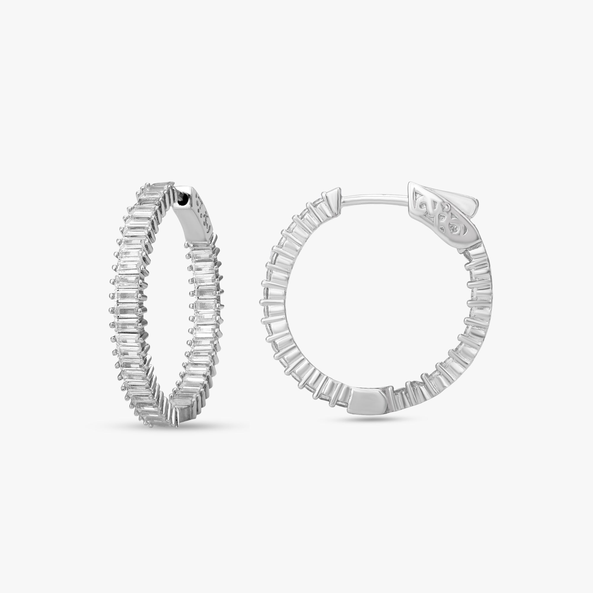 Diamond Baguette Hoop Earrings