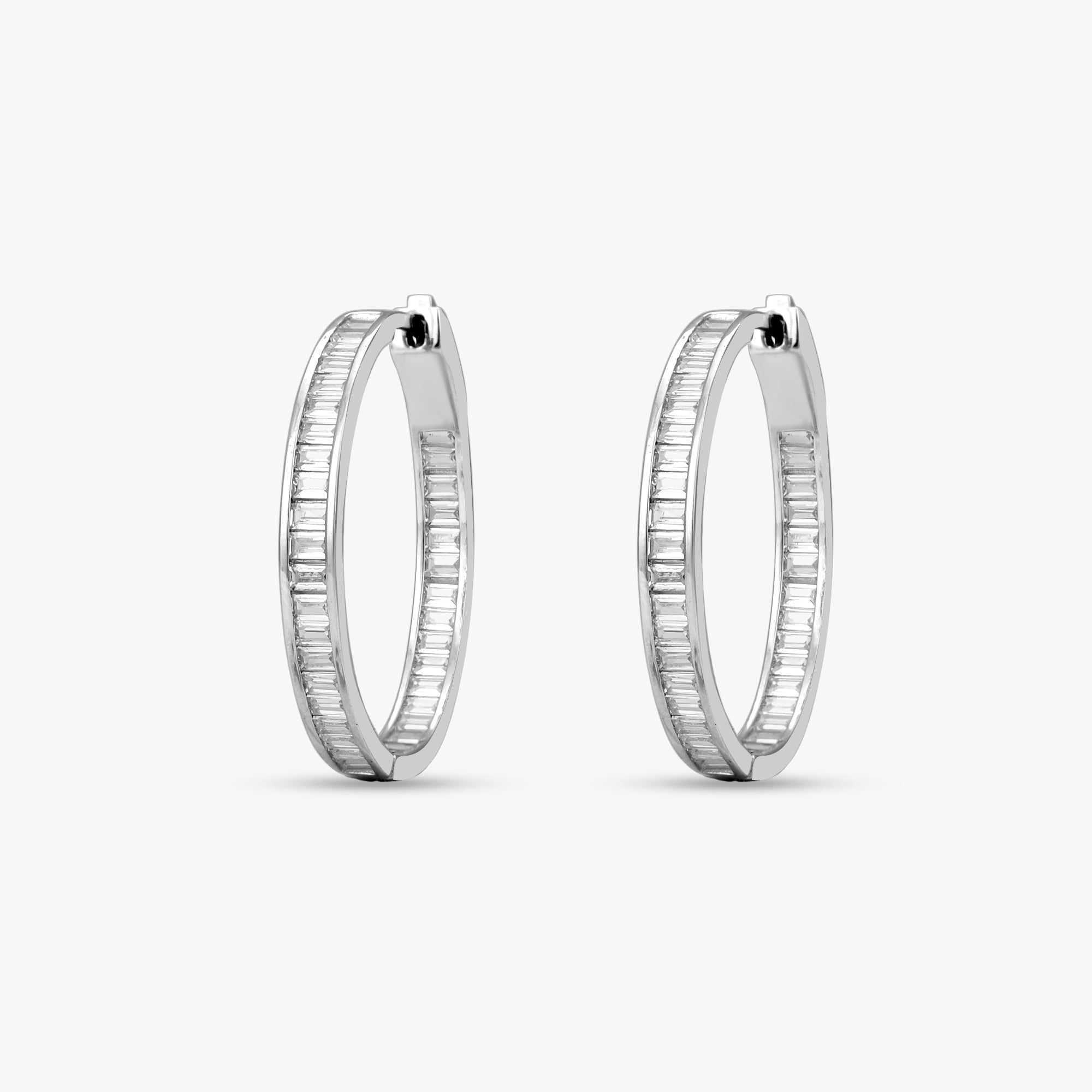 Baguette Diamond Hoop Earrings