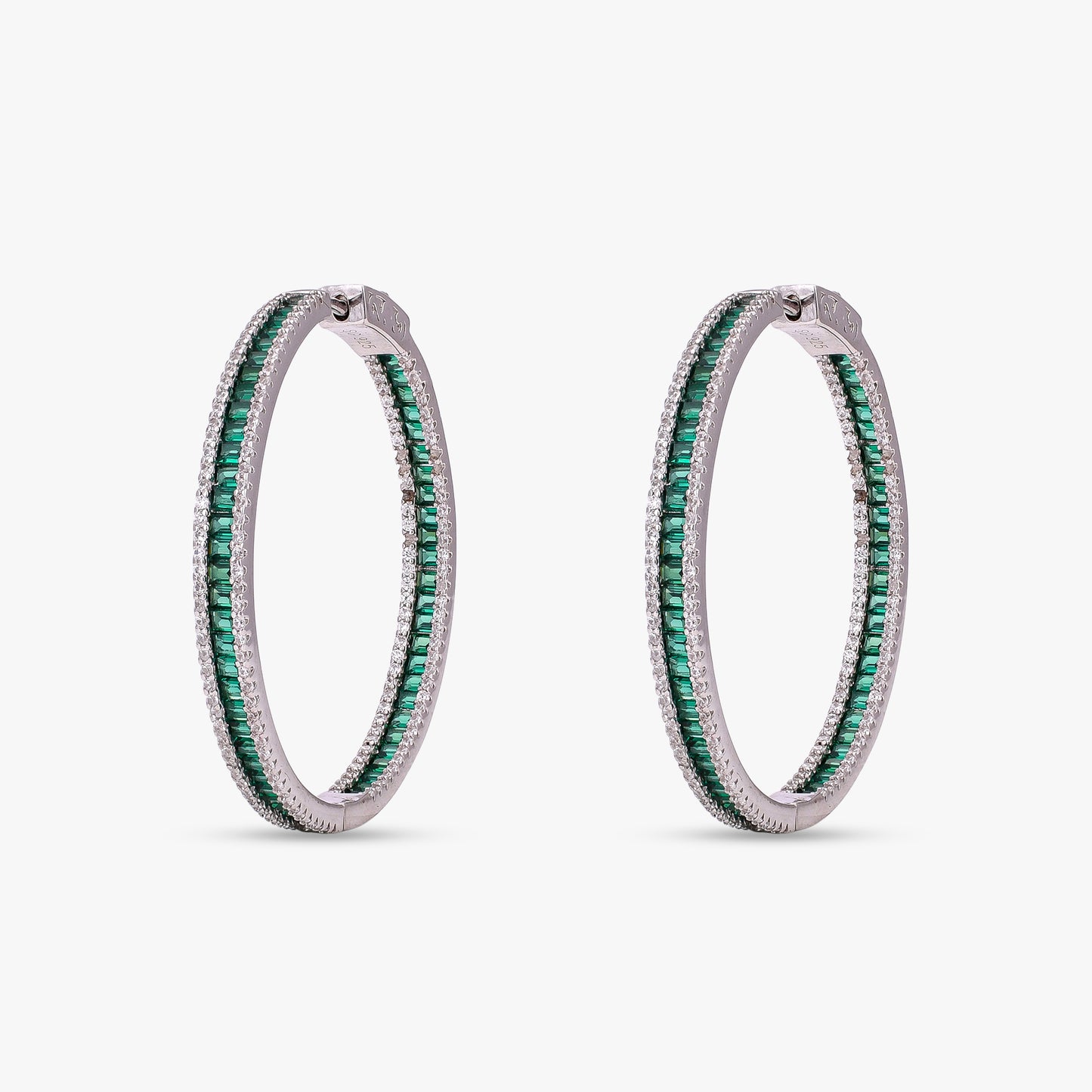 Emerald Baguette Hoop Earrings