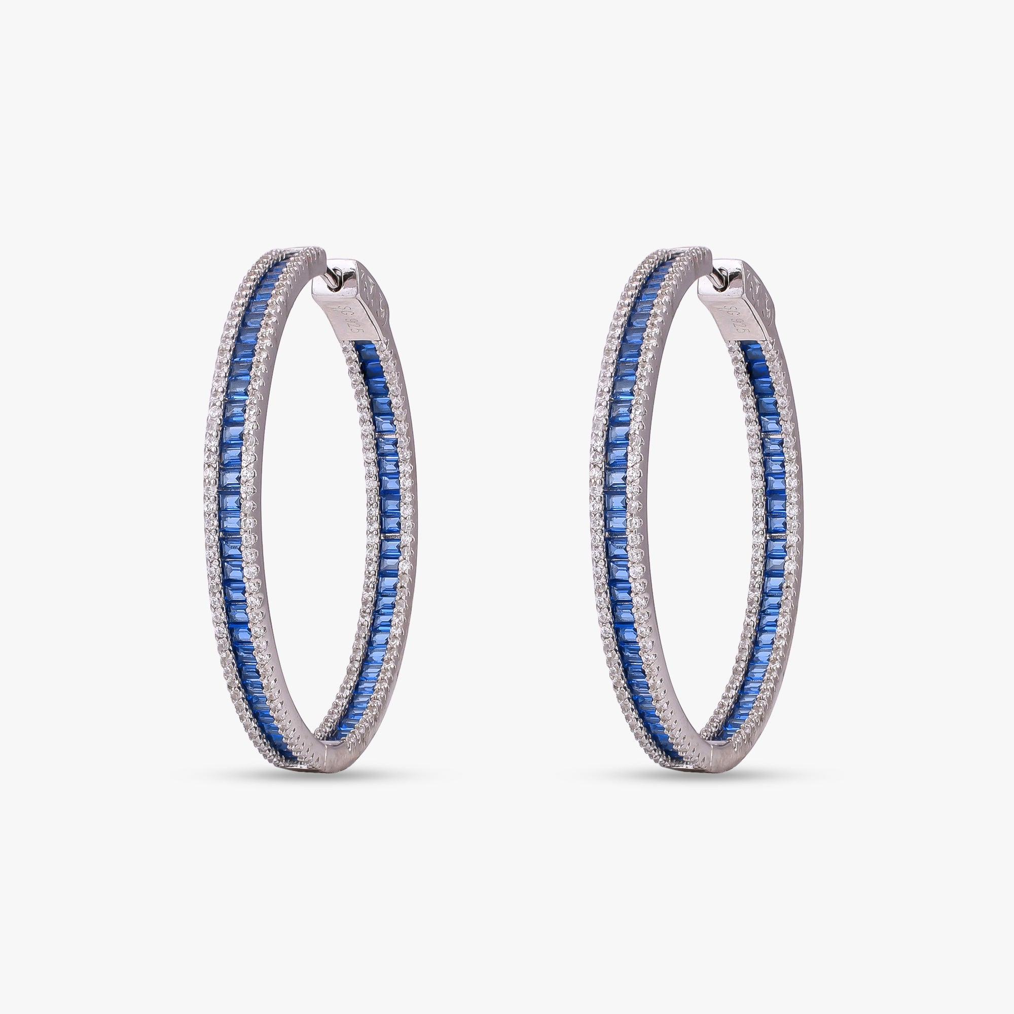 Blue Sapphire Hoop Earrings