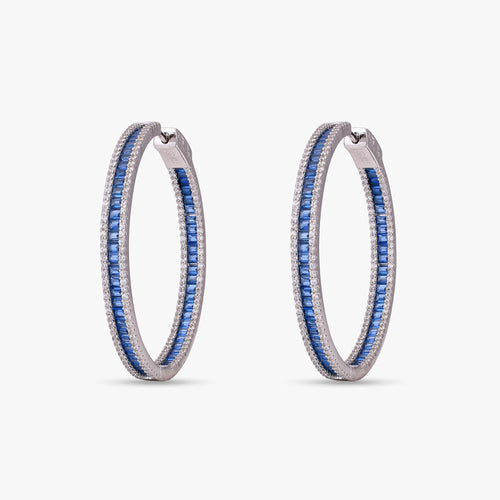 Load image 1 in gallery view. Blue Sapphire Hoop Earrings