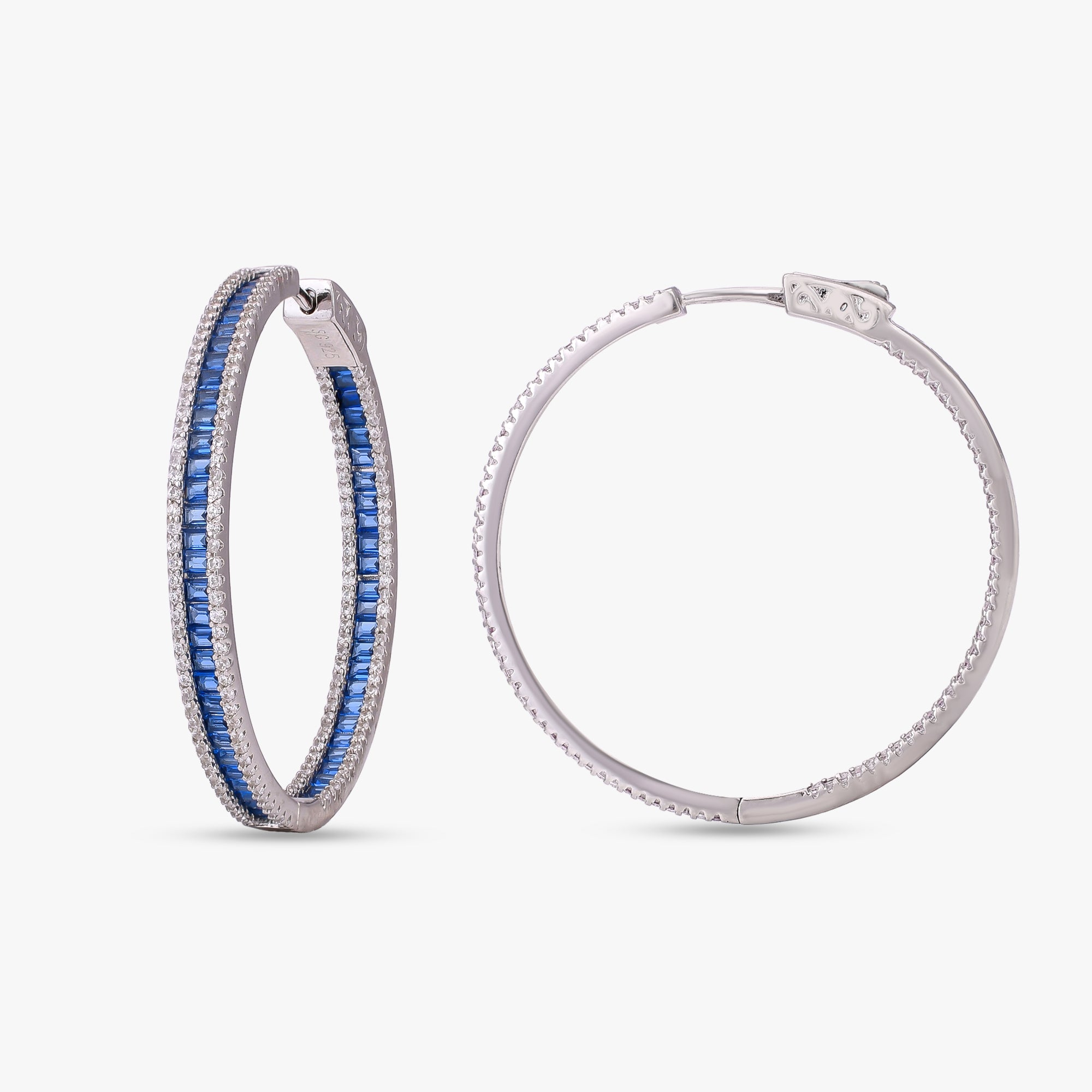 Blue Sapphire Hoop Earrings