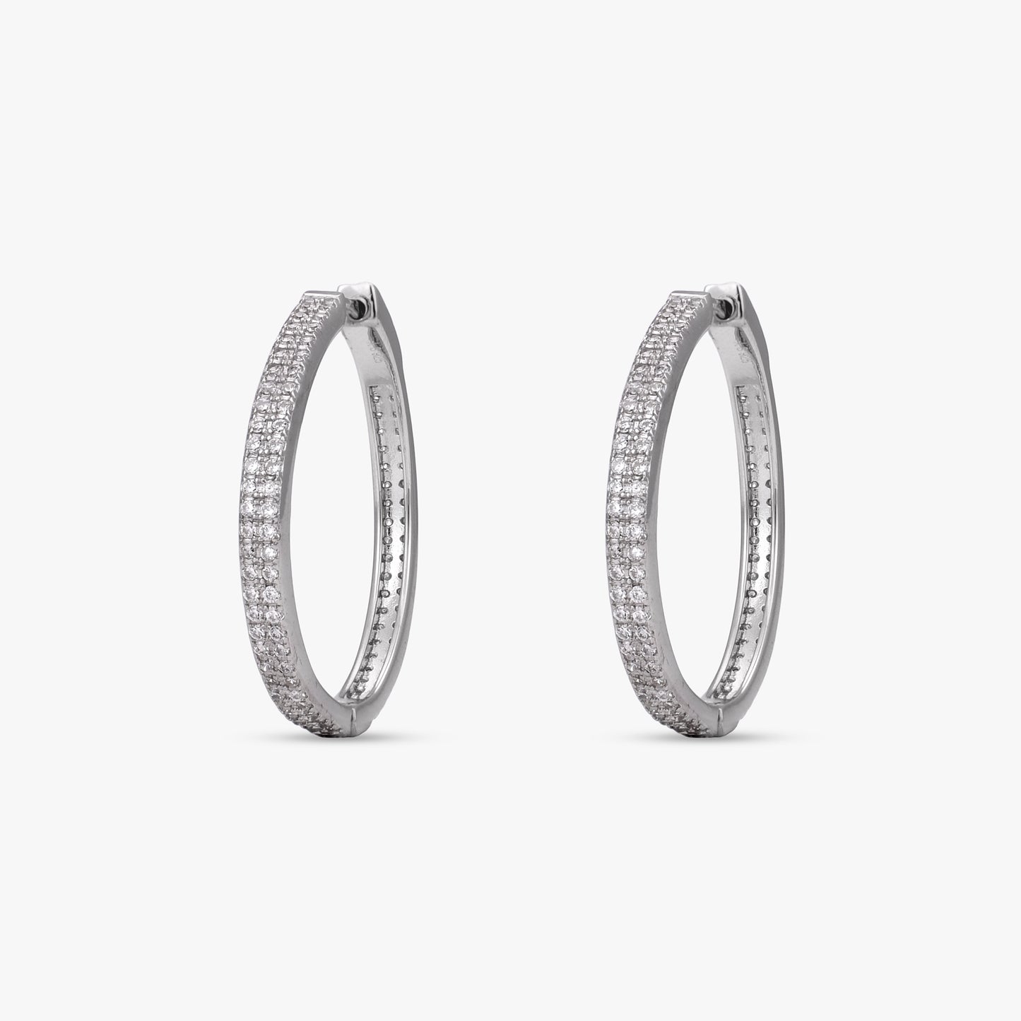Silver Pave Hoop Earrings