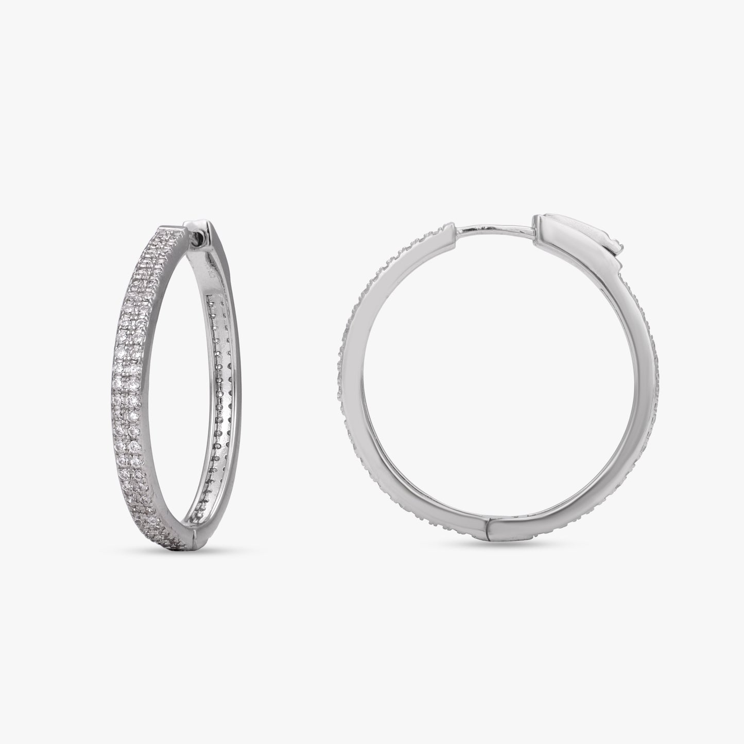 Silver Pave Hoop Earrings