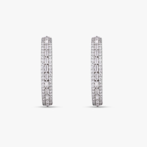Load image 1 in gallery view. Baguette and Round Hoop Earrings