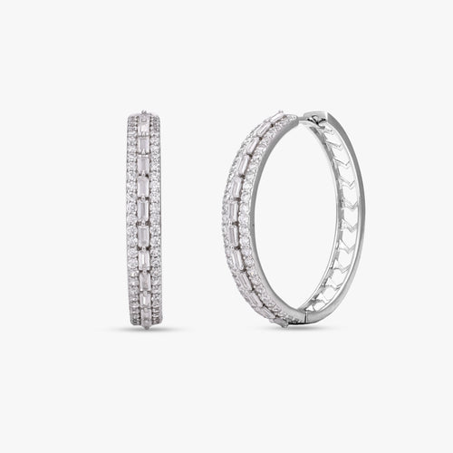 Load image 1 in gallery view. Baguette and Round Hoop Earrings
