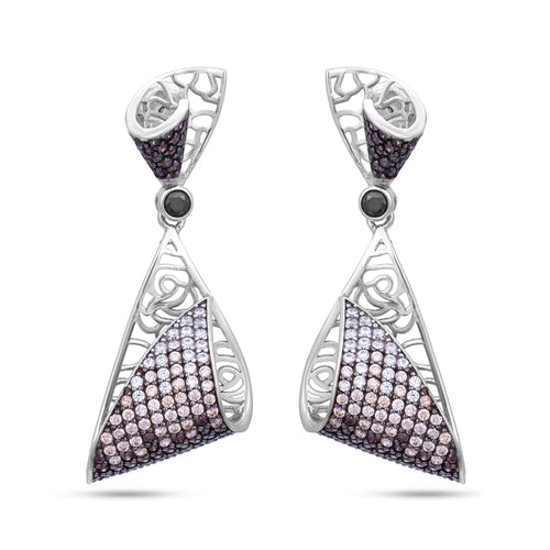 Load image 1 in gallery view. Filigree Pavé Drop Earrings