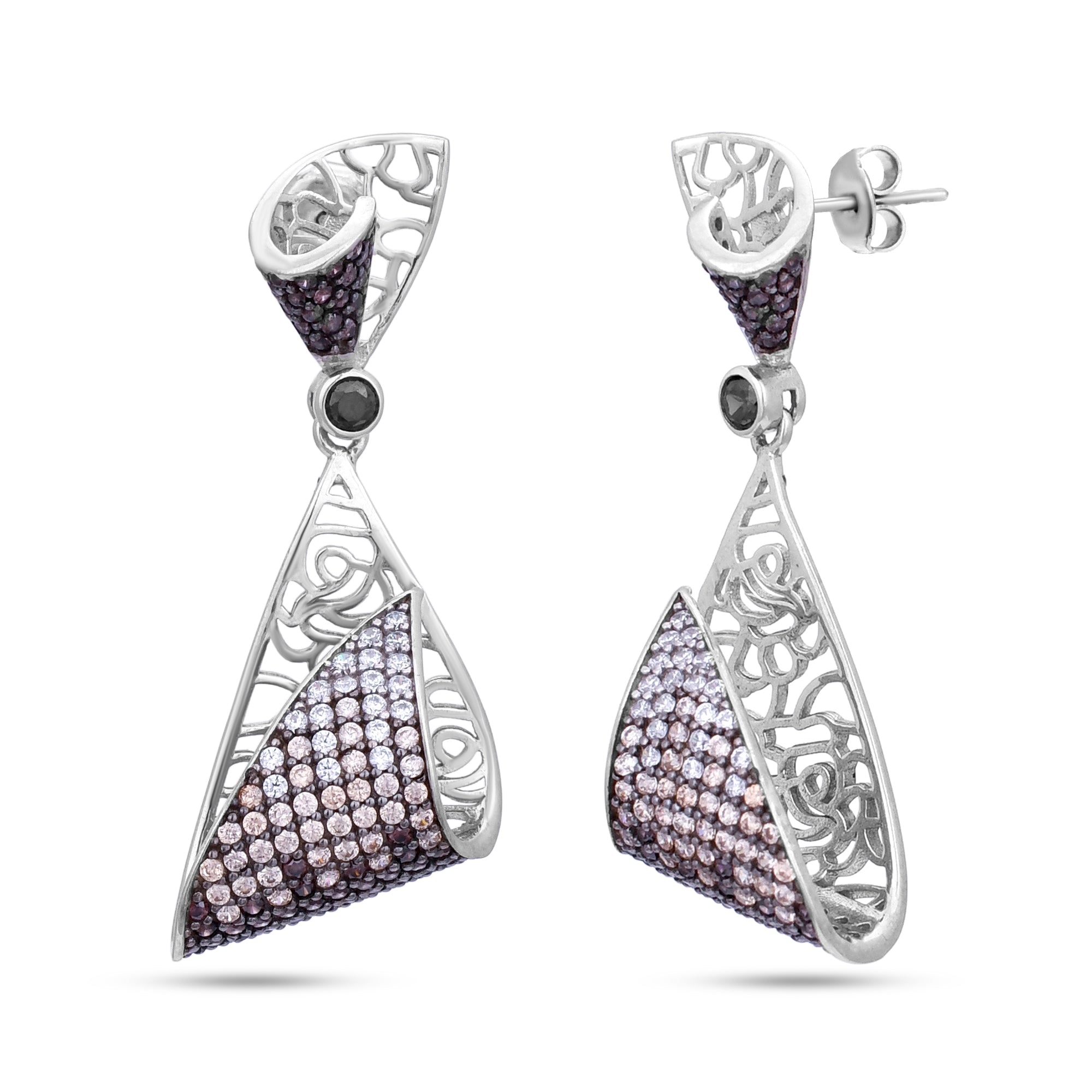 Filigree Pavé Drop Earrings