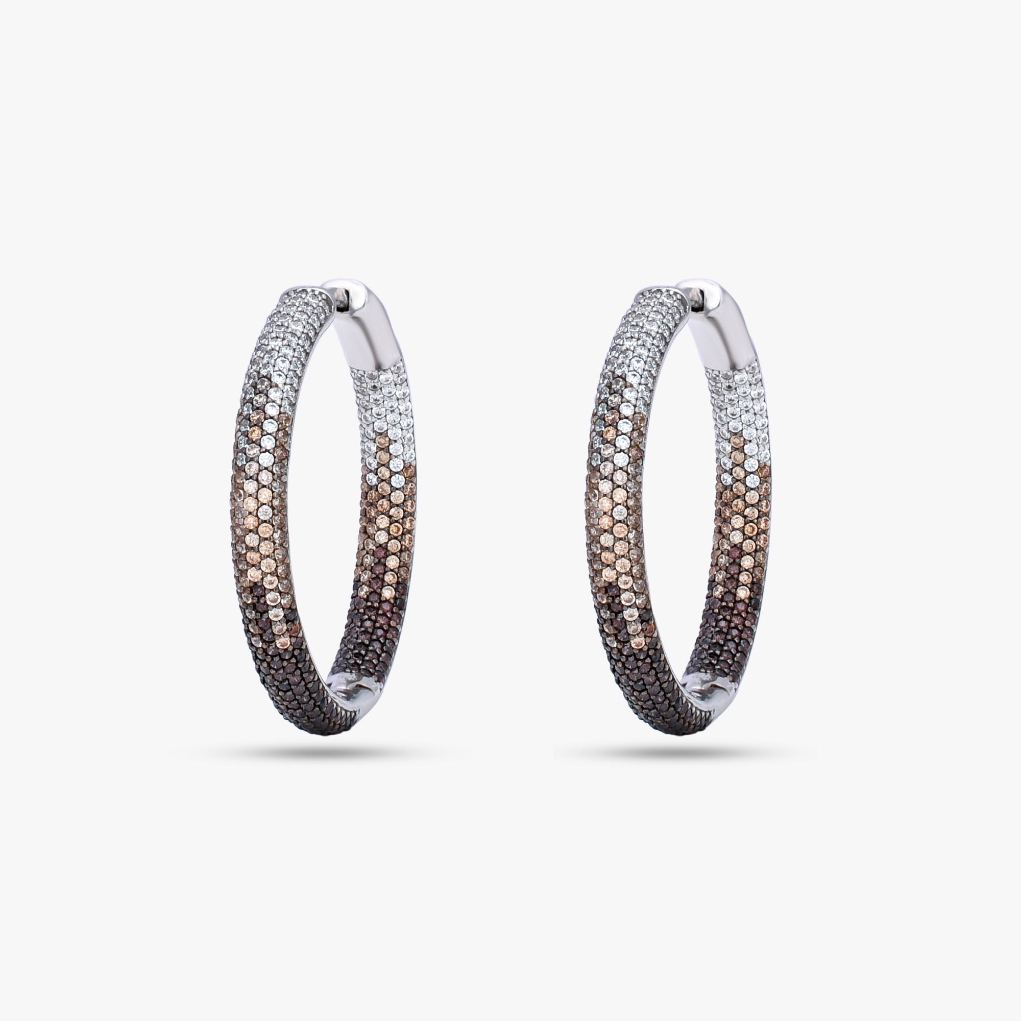 Pave-Set Silver Hoop Earrings