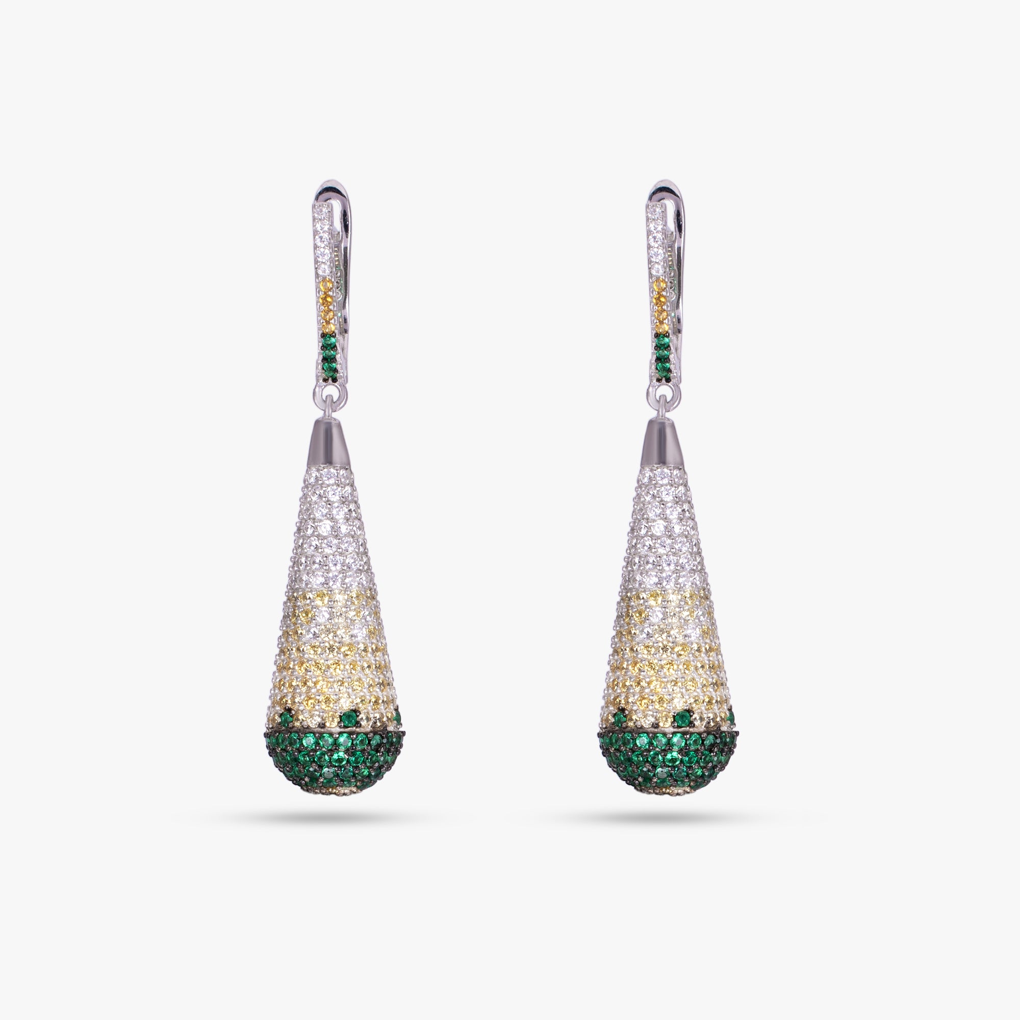 Tricolor Pave Drop Earrings