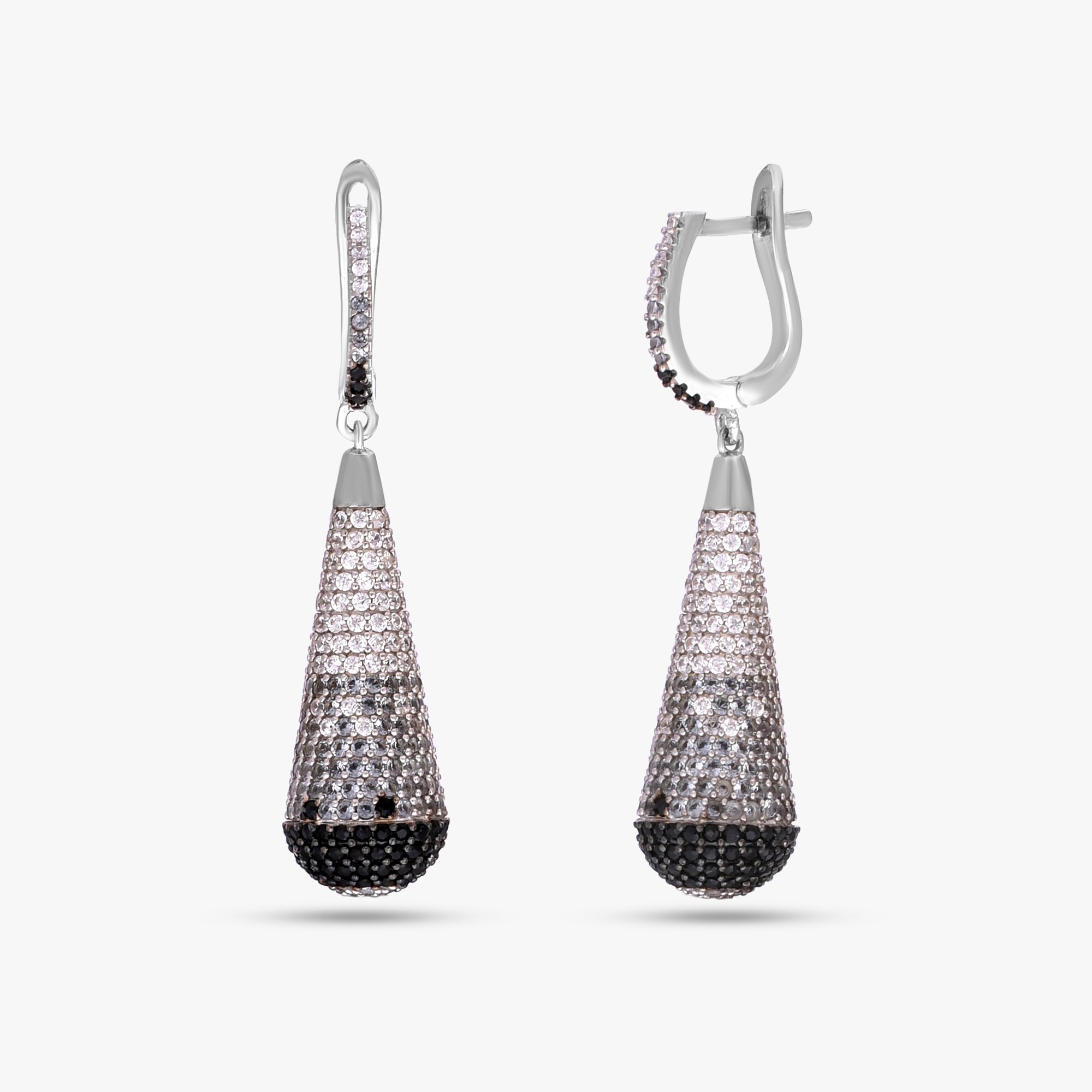Black & White Pave Drops Earring