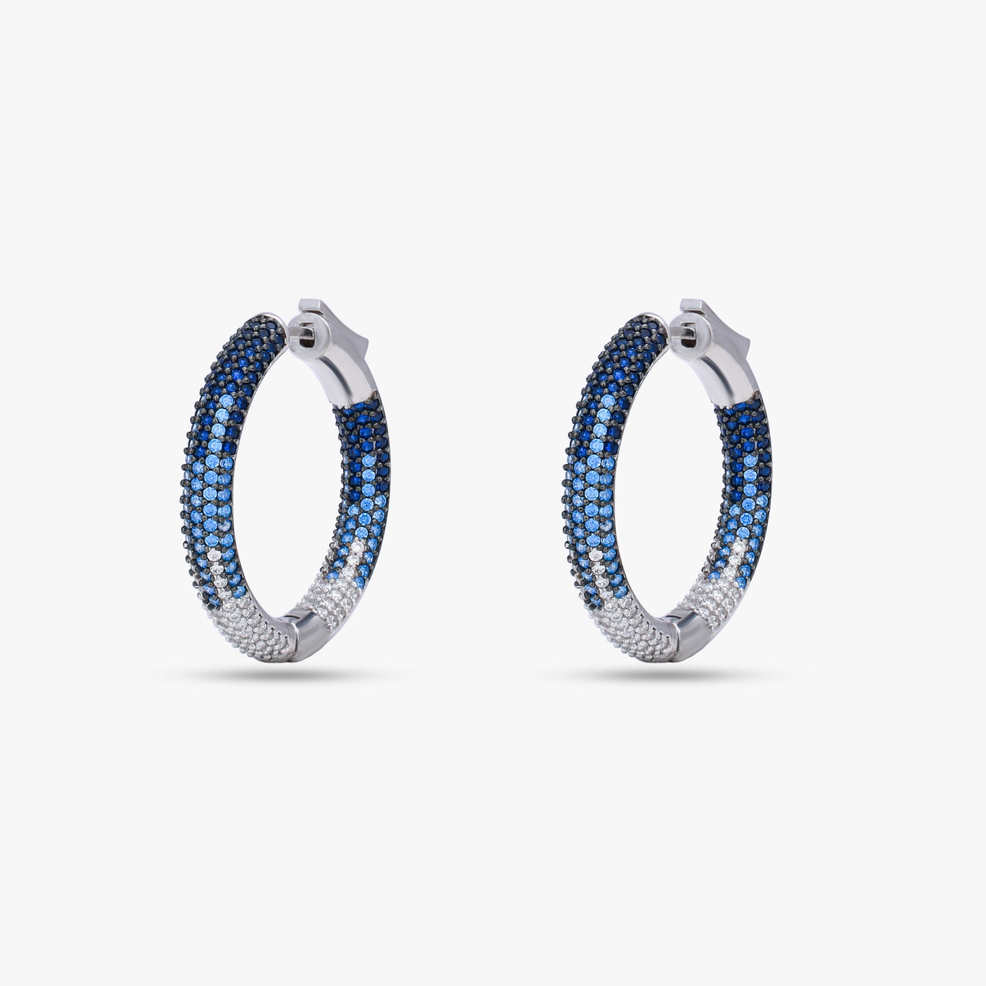 Blue Stone Hoop Earrings