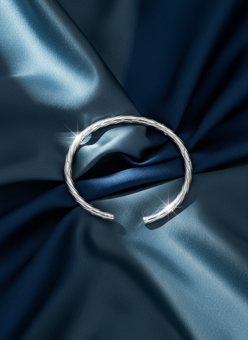 Load image 1 in gallery view. Twisted Silver Textured Kada