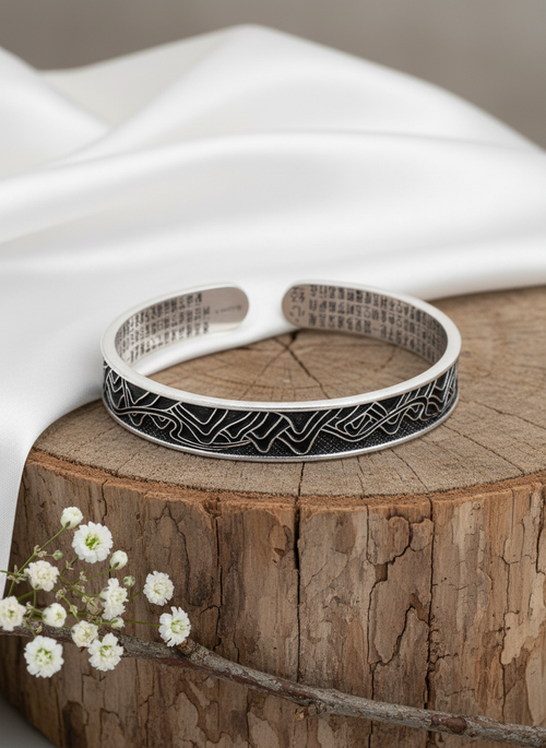Load image 1 in gallery view. Sutra Engraved Open-Cuff Kada