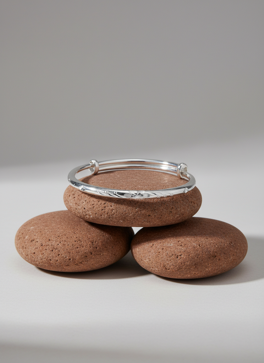 Intricate Engraved Silver Kada