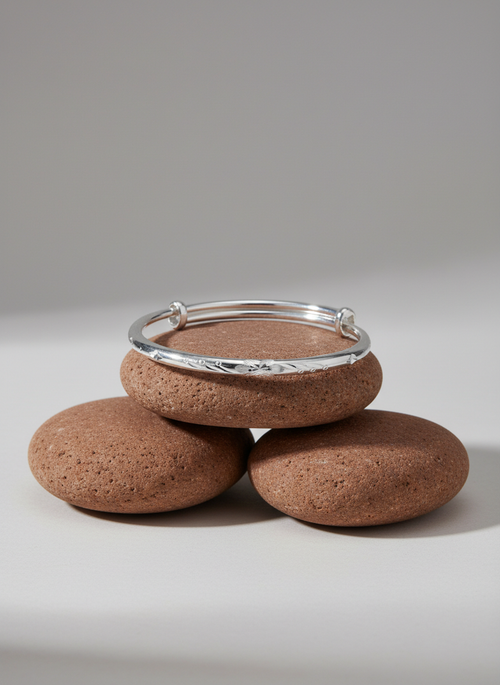 Load image 1 in gallery view. Intricate Engraved Silver Kada