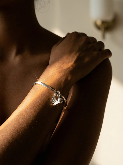 Load image 1 in gallery view. Silver Butterfly Charm Kada