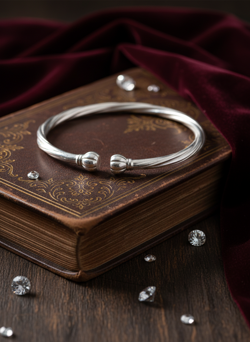 Twisted Silver Cuff Kada